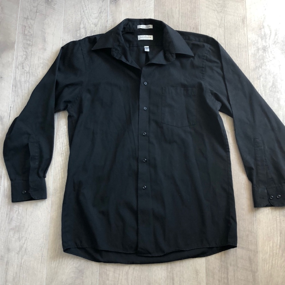 Van Heiden M Black Button Up dress shirt - Picture 1 of 7